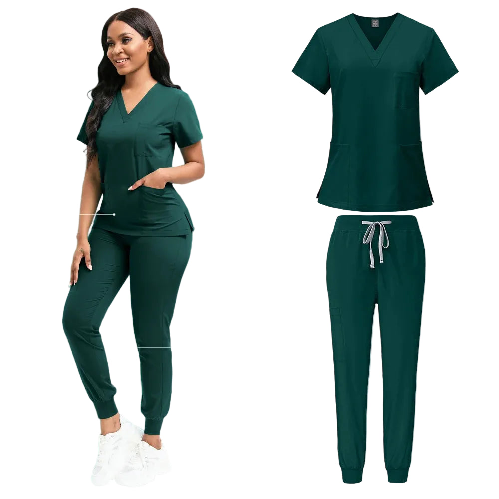 Dark Green Scrub Set