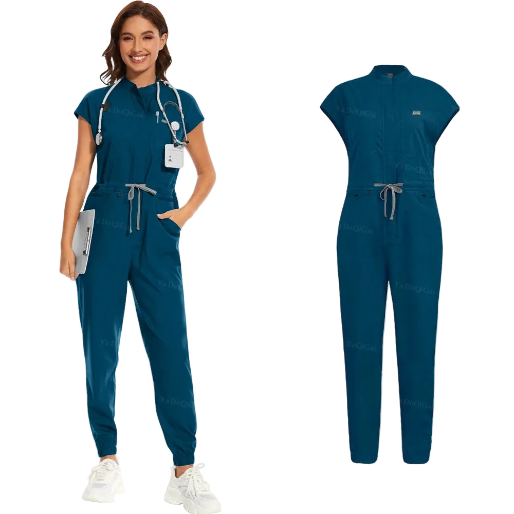 Blue  Scrub Jumpsuit Set