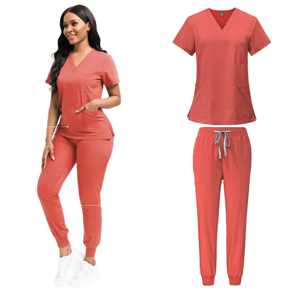 Orange- red Scrub Set