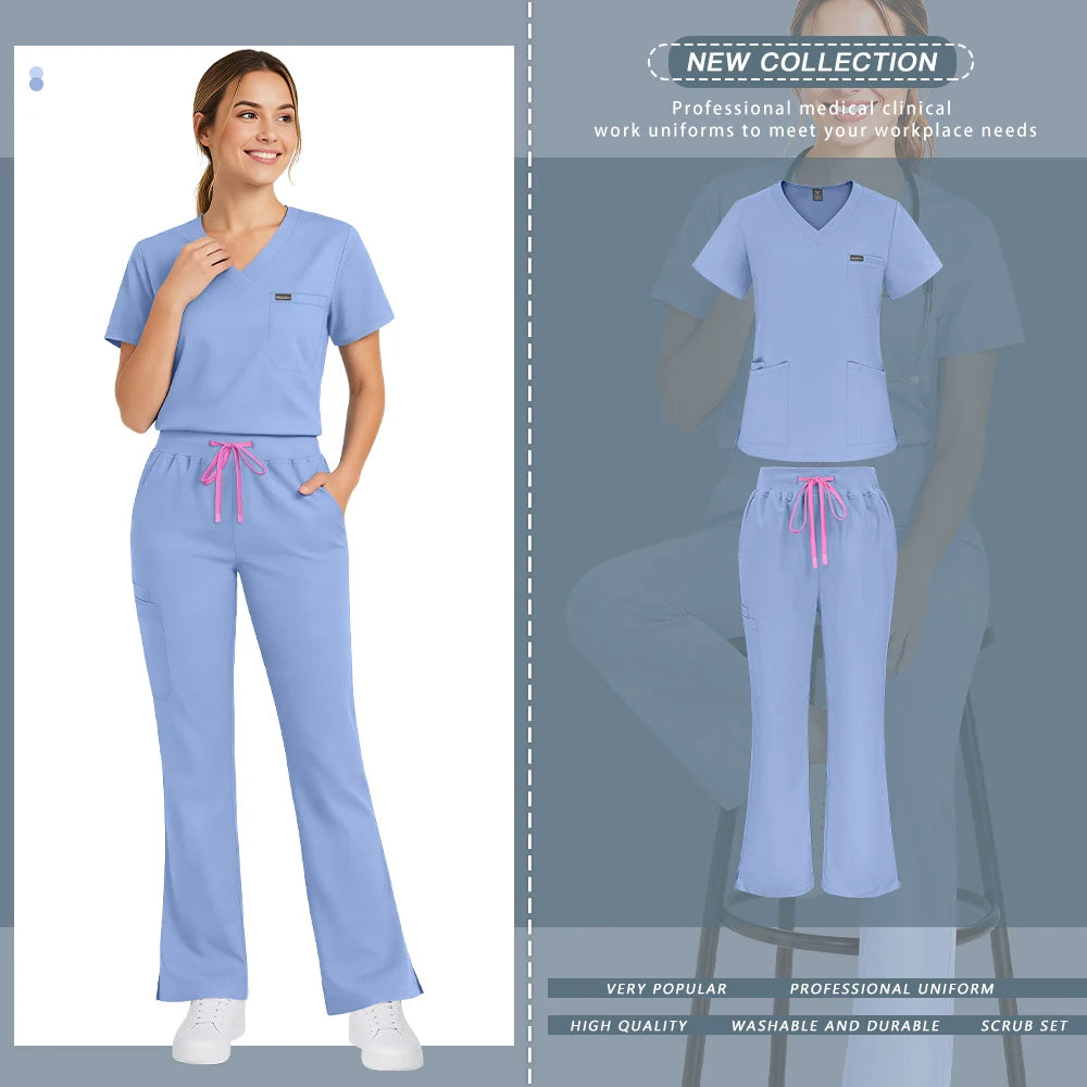 Haze Blue Scrub Set