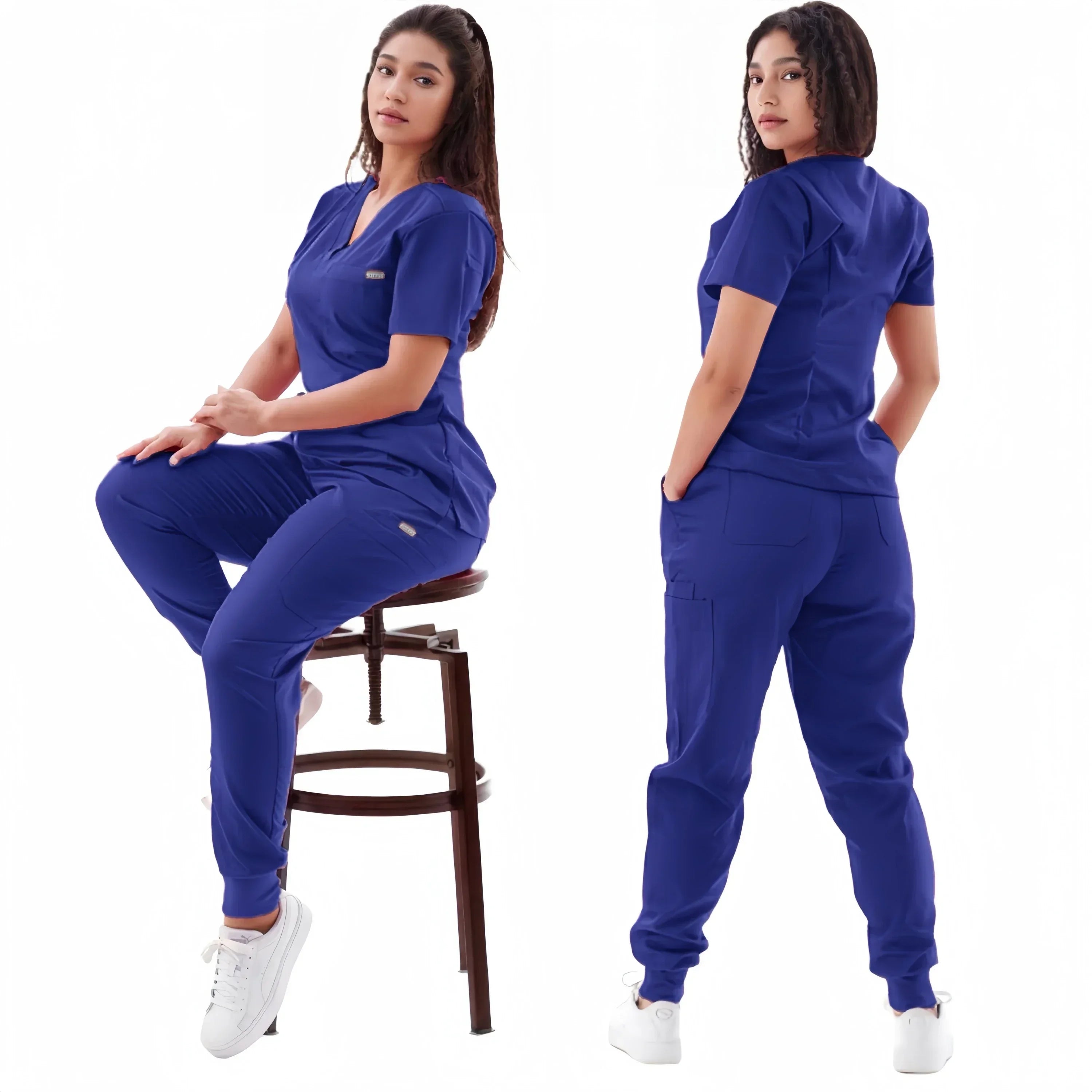 Blue Jogger Scrub Set