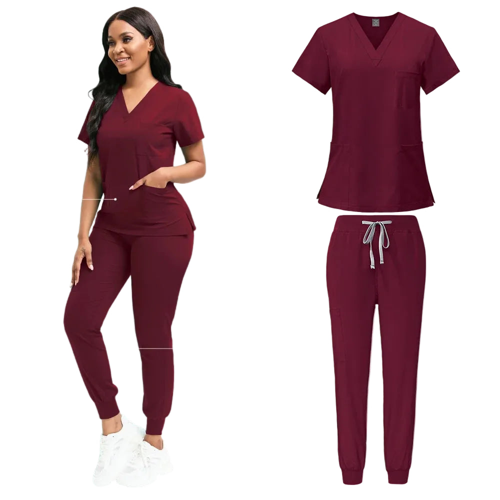 Burgundy Scrub Set
